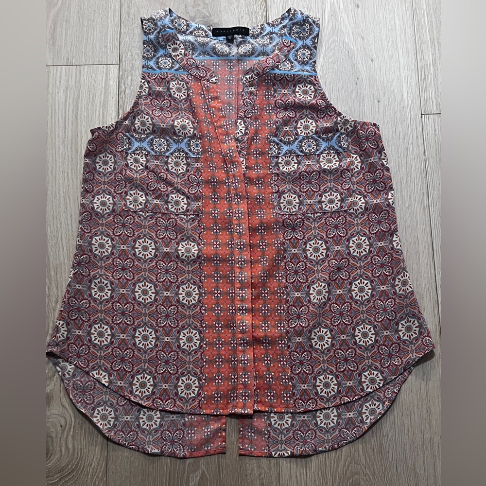 Sanctuary Boho Mosaic Print Sleeveless Blouse | Size M
